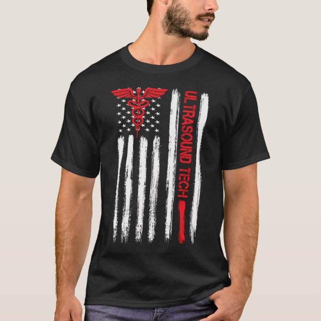 Camiseta Ultrasonido Tech American Flag Cardiac Vascular So (Anverso)
