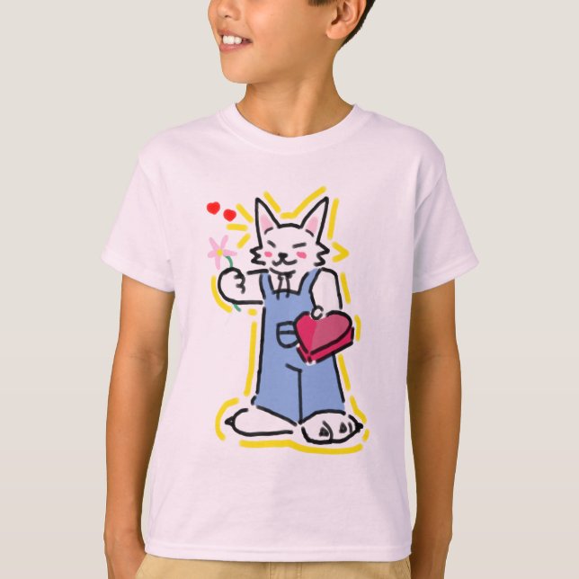 Camiseta Um gatinho muito fofo te oferecendo uma flor! (Anverso)