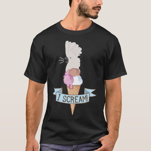 Camiseta Umbrella Cockatoo Ice Cream Parrot  (Anverso)