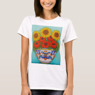 Camiseta Umbria Bouquet Poppy Sunflower T-Shirt