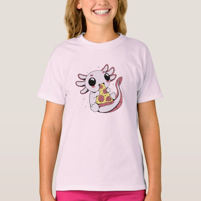 Camiseta Un adorable axolotl comiendo pizza (Anverso)