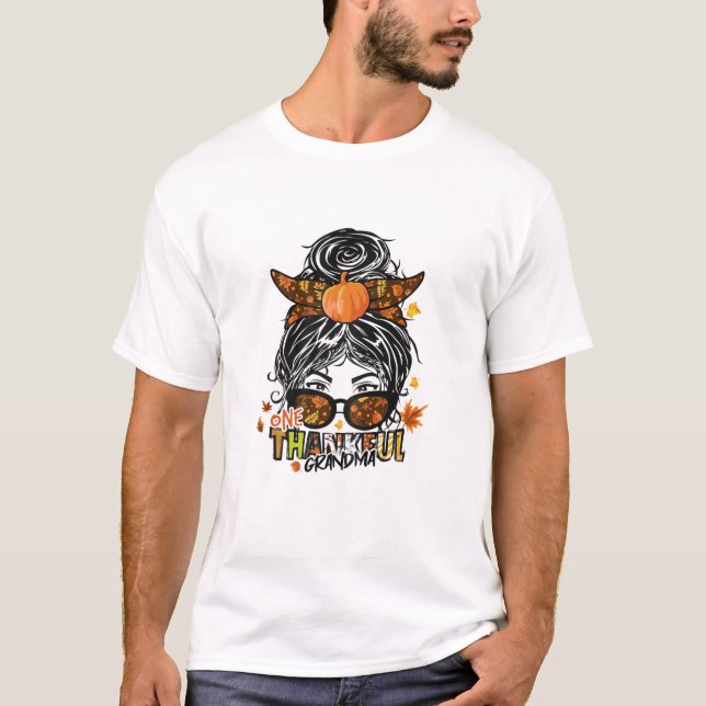 Camiseta Un Afortunado Desordenado Bun Cute Cae El Otoño (Anverso)