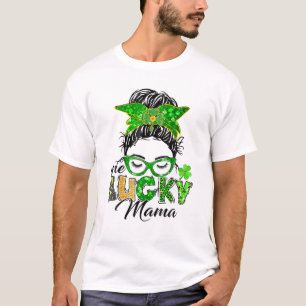 Camiseta Un afortunado mamá St Patricks Day Shamrock Mess i