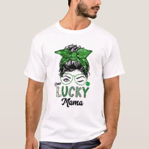 Camiseta Un afortunado mamá St Patricks Day Winye Eye Messy