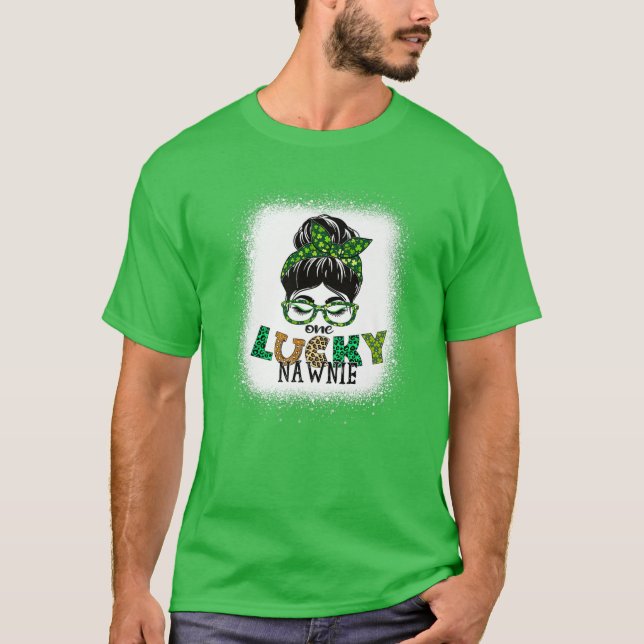Camiseta Un afortunado Nawnie Bleached Messy Bun St Patrick (Anverso)