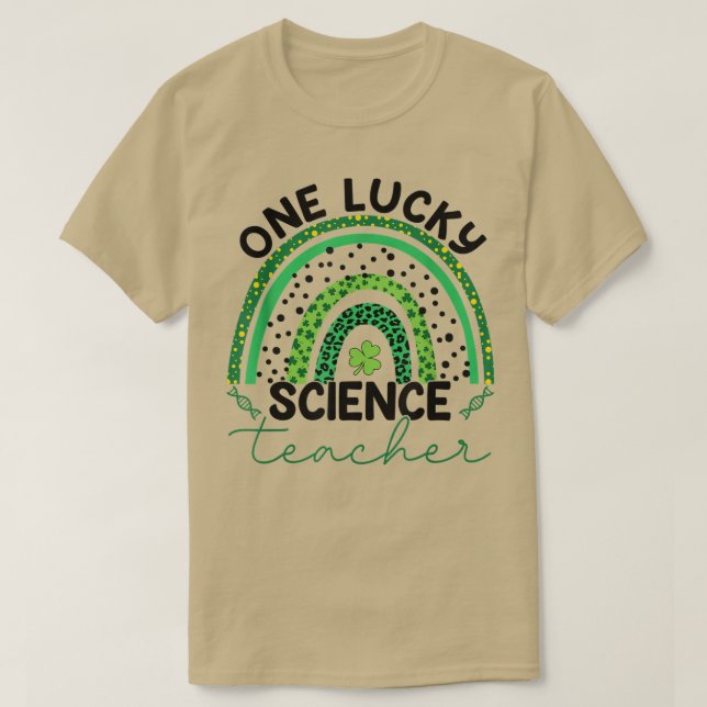 Camiseta Un afortunado profesor de ciencias leopardo arcoir (Diseño del anverso)