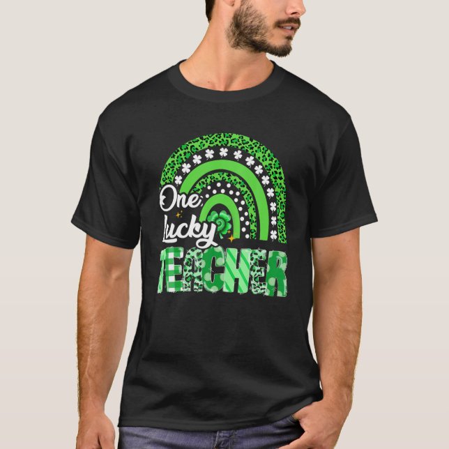 Camiseta Un afortunado profesor de leopardo arcoiris en el  (Anverso)
