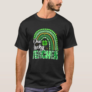 Camiseta Un afortunado profesor de leopardo arcoiris en el