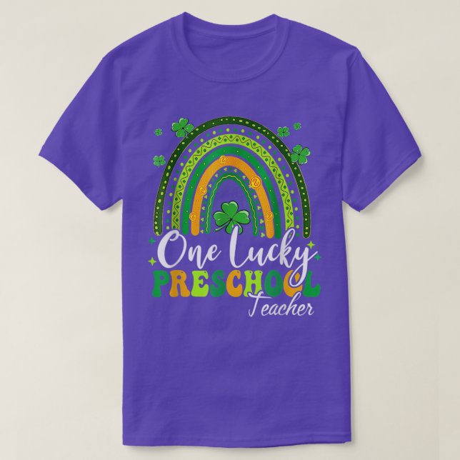 Camiseta Un afortunado profesor de preescolar Rainbow Shamr (Diseño del anverso)
