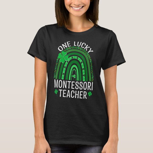 Camiseta Un afortunado profesor Montessori en el arco iris  (Anverso)
