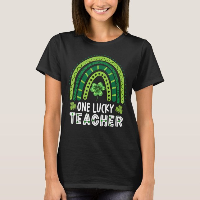 Camiseta Un afortunado profesor Rainbow St Patricku2019s Da (Anverso)