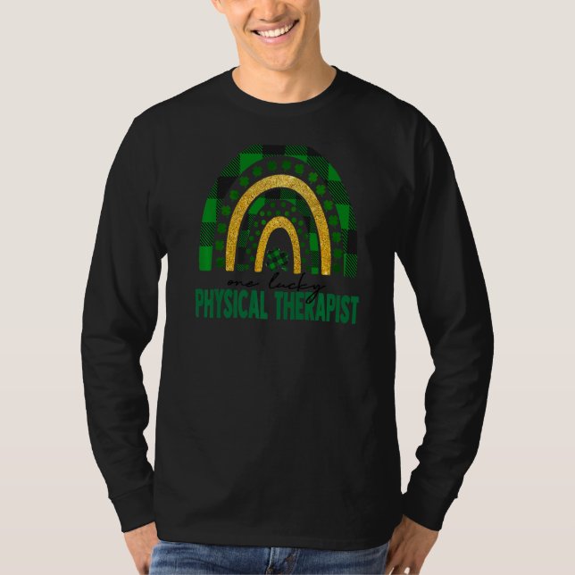 Camiseta Un afortunado terapeuta físico Rainbow St Patricks (Anverso)