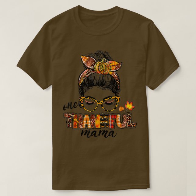 Camiseta Un agradecimiento a Mama Messy Bun Fall otoño en T (Diseño del anverso)