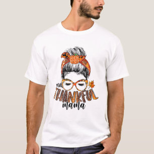 Camiseta Un agradecimiento a Mama Messy Bun Hair Pumpkin Th