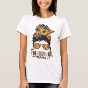 Camiseta Un agradecimiento a Mama Sunflower Messy Bun Fall