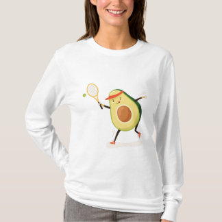 Camiseta Un aguacate lindo y divertido jugando al tenis en 
