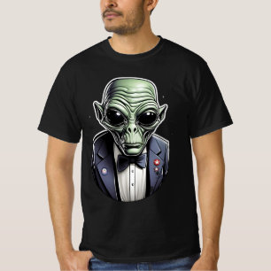 Camiseta Un alien vestido con traje.