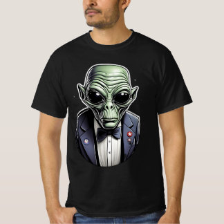 Camiseta Un alien vestido con traje.