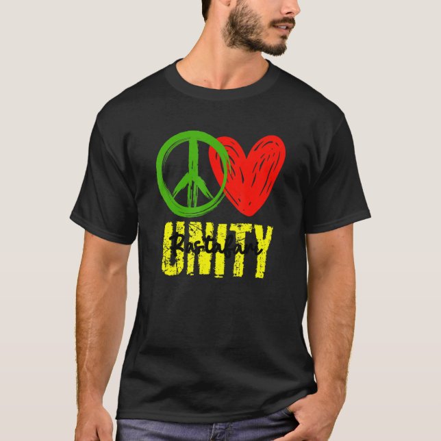 Camiseta Un amor Paz Amar Unidad Reggae Raíces Jamaica Ras (Anverso)