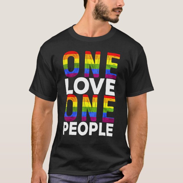 Camiseta Un amor un pueblo Arcoiris Bandera Lgbt Orgullo hu (Anverso)