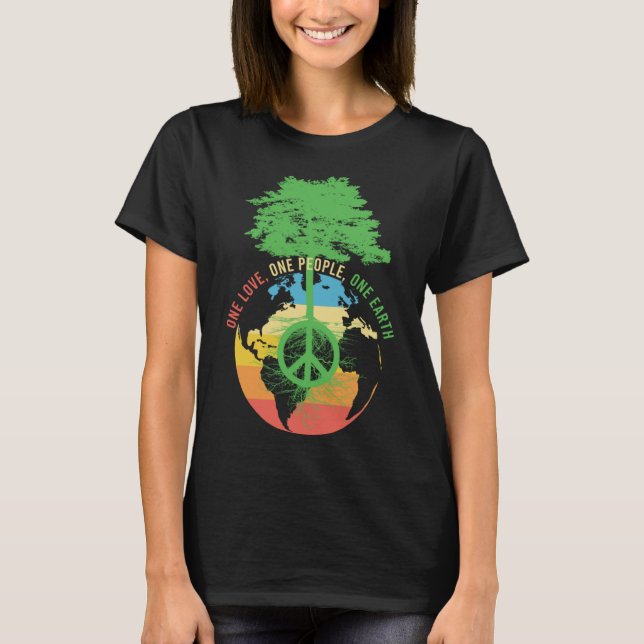 Camiseta Un amor un pueblo una tierra retro hippie de los a (Anverso)