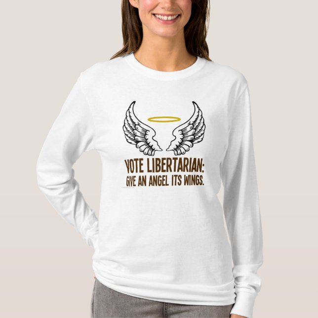 Camiseta Un ángel consigue sus alas cuando un libertario (Anverso)