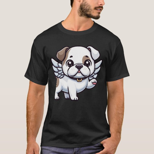 Camiseta Un ángel de Bulldog americano lindo al estilo cómi (Anverso)