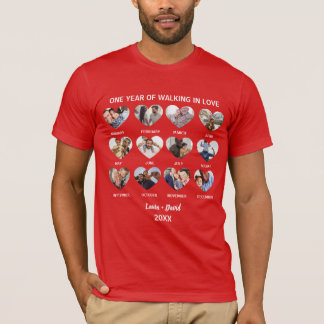 Camiseta Un año caminando en el amor Collage de 12 fotos de