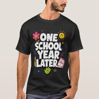 Camiseta Un Año Escolar Después Verano Último Día de Escuel