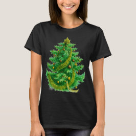Camiseta Un árbol de Navidad Mandelbrot con bombillas rojas