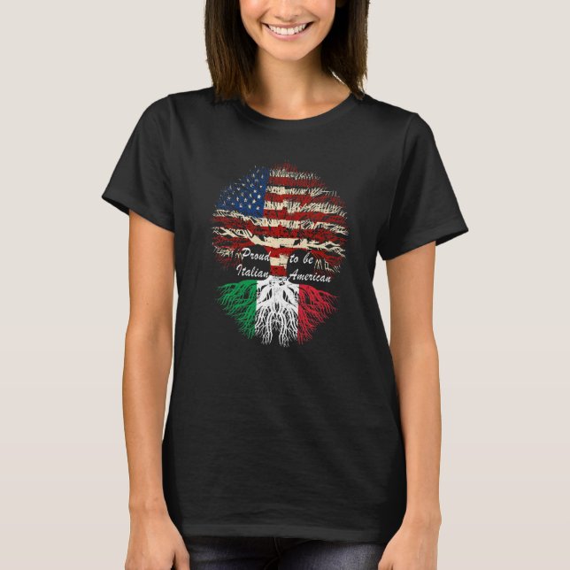 Camiseta Un Árbol Italiano De Bandera Estadounidense Orgull (Anverso)