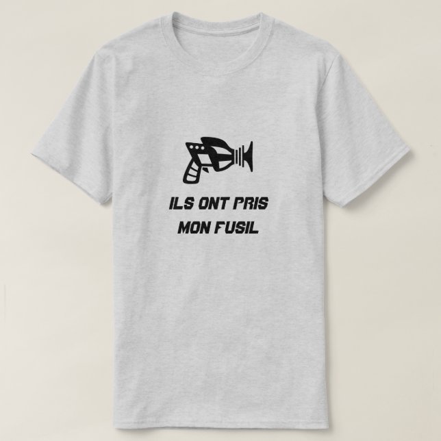 Camiseta Un arma con texto No pris mon fusil (Diseño del anverso)