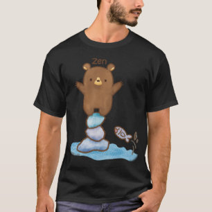 Camiseta Un Arte de Meditación de Oso Zen Equilibrando Roca