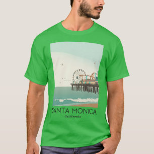 Camiseta Un arte de viajes vintage de Santa Monica Californ