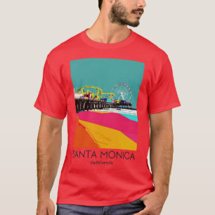 Camiseta Un arte de viajes vintage de Santa Monica Californ