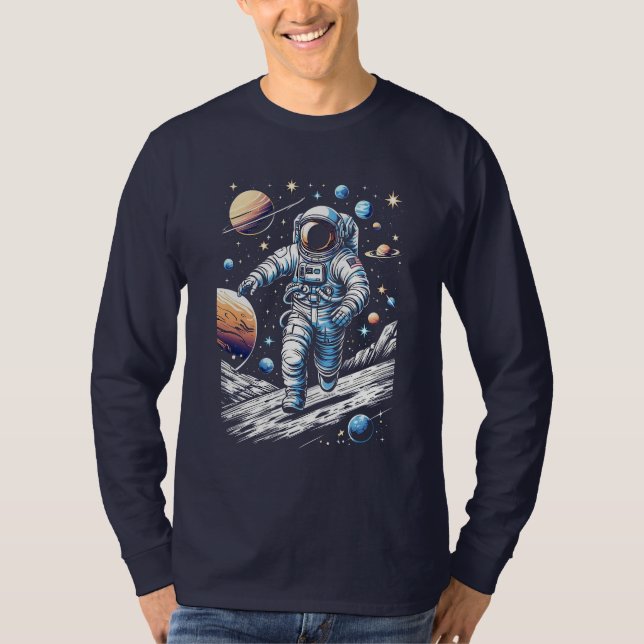 Camiseta Un astronauta corriendo sobre la luna (Anverso)