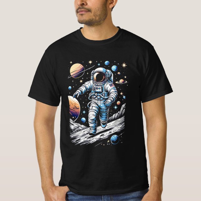 Camiseta Un astronauta corriendo sobre la luna (Anverso)