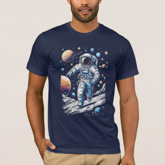Camiseta Un astronauta corriendo sobre la luna