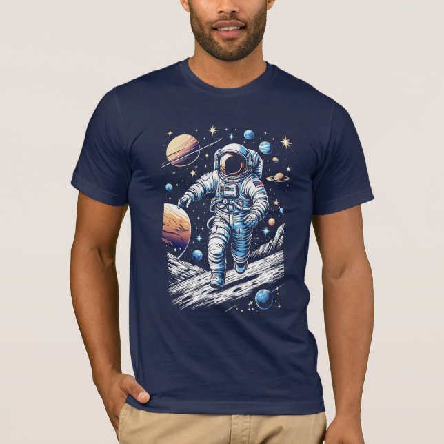 Camiseta Un astronauta corriendo sobre la luna (Anverso)