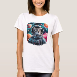 Camiseta Un Astronauta Gato Gracioso En El Espacio