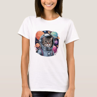 Camiseta Un Astronauta Gato Gracioso En El Espacio