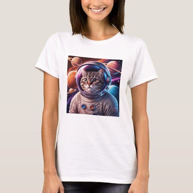 Camiseta Un Astronauta Gato Gracioso En El Espacio (Anverso)