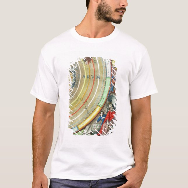 Camiseta Un astrónomo, detalle de un mapa de los planetas, (Anverso)