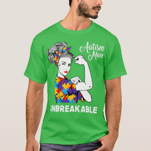 Camiseta Un autismo inquebrantable mamá desordenada concien