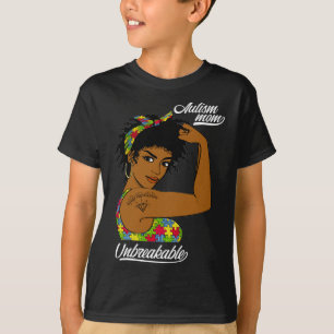 Camiseta Un autismo inquebrantable mamá desordenada concien