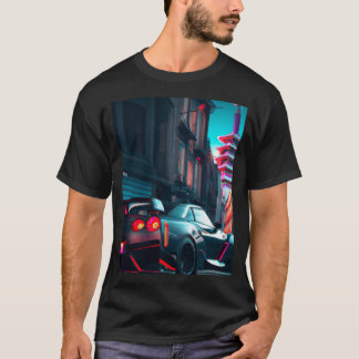 Camiseta Un auto japonés - en una carretera de neón - una c