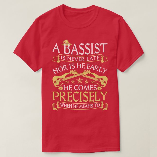 Camiseta Un Barrido Nunca Es Tarde, Electric Bass Guitar (Diseño del anverso)