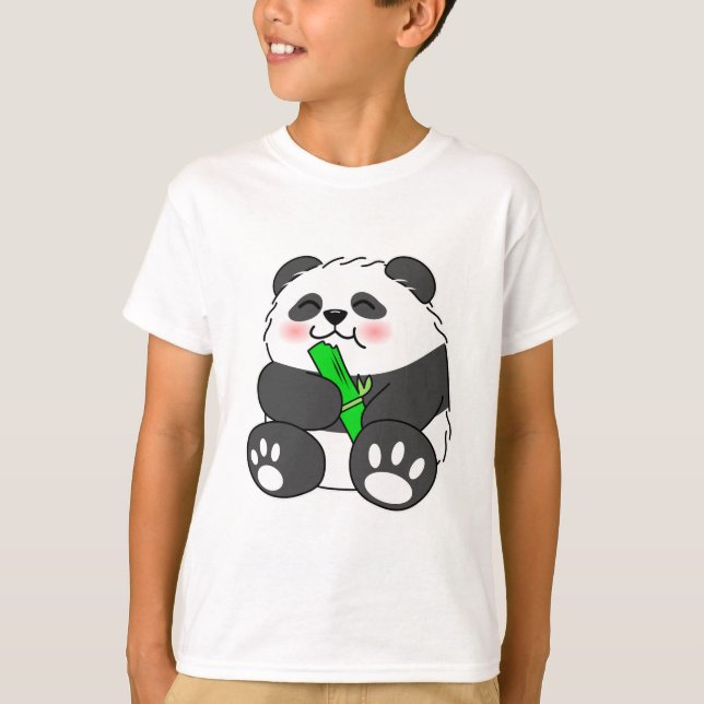 Camiseta Un bebé lindo Panda comiendo una caminata de bambú (Anverso)