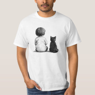 Camiseta un bebé y un gato juntos