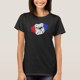 Camiseta Un beso patriótico en los labios rojos blanco y az